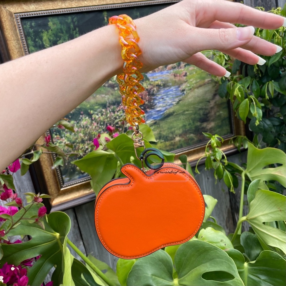 Coach Halloween Pumpkin Coin Case CN002 Heart Chain Wristlet Pouch SET